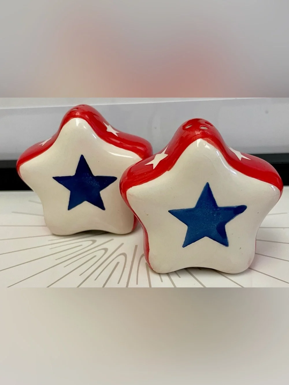 Patriotic Salt and Pepper Shakers, Red, White & Blue